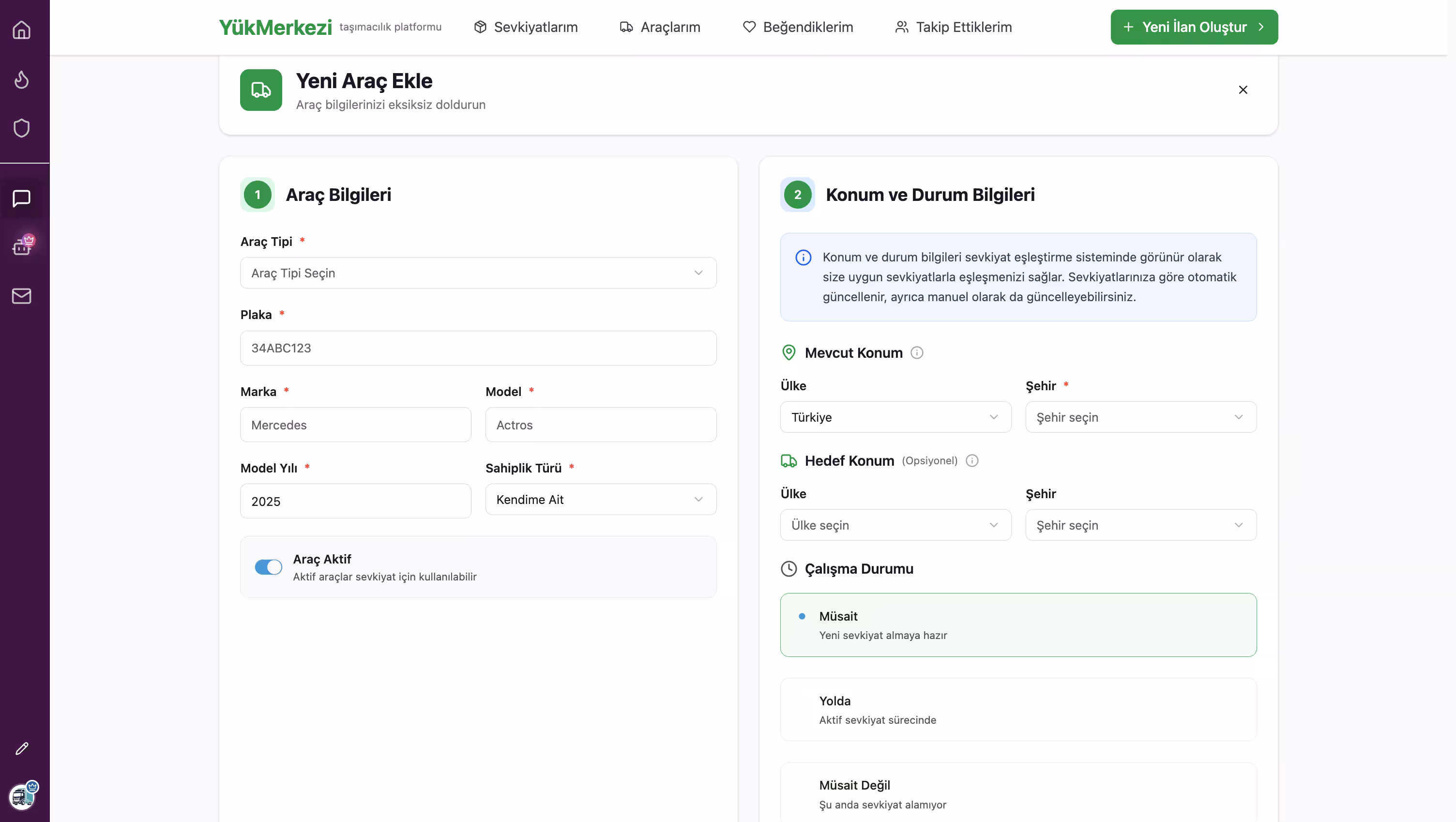 Boşta Araç İlanı Verin